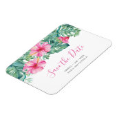 Magnet Flexible Fleurs Pink Tropical Enregistrer La Date (Côté Gauche)