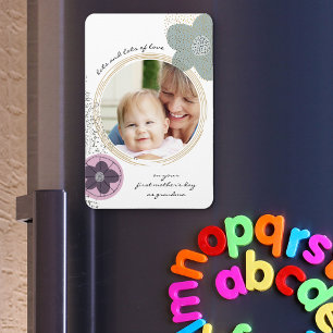 Magnet Flexible Fleurs Pop Art et éclaboussures Rose Vert Photo