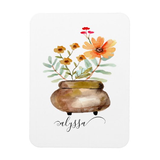 Magnet Flexible Fleurs roses roses rouillées Nom du script tendanc (Vertical)