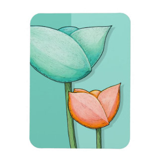 Magnet Flexible Fleurs simples Aimant turquoise orange Premium