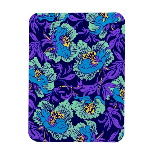 Magnet Flexible Fleurs violettes et bleues William Morris (Vertical)