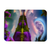 Magnet Flexible Fleurs violettes Lune et reflet de lac (Horizontal)