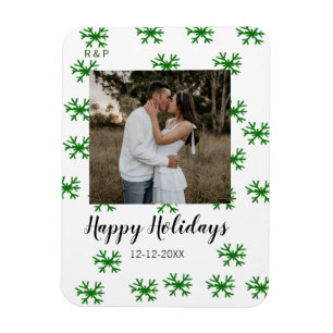 Magnet Flexible flocons de neige rouge vert texte photo joyeux noë