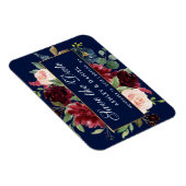 Magnet Flexible Floral Bleu Bourgogne Or Enregistrer La Date (Côté Droit)
