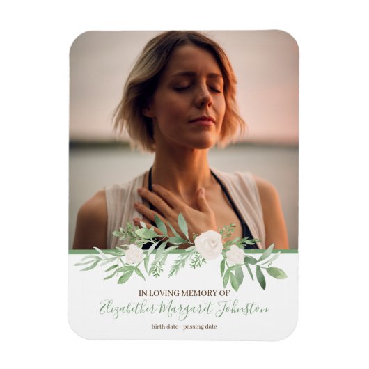 Magnet Flexible Floral D'Ivoire Élégant En Mémoire Amoureuse Funér (Vertical)