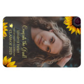 Magnet Flexible Floral élégant script or grad graduation photo (Horizontal)