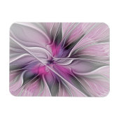 Magnet Flexible Floral Fractal Modern Abstract Flower Pink Gray (Horizontal)
