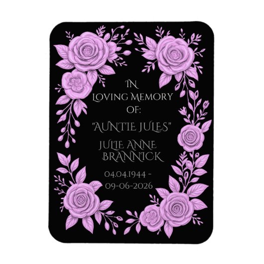 MAGNET FLEXIBLE FLORAL LAVENDER. IN LOVING MEMORY KEEPSAKE, (Vertical)