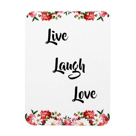 Magnet Flexible Floral "Live, Laugh, Love" Élégant (Vertical)