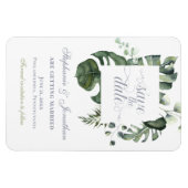 Magnet Flexible Floral moderne | Bleu & Vert Enregistrer le Mariag (Horizontal)