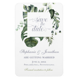 Magnet Flexible Floral moderne Bleu & Vert Enregistrer le Mariag