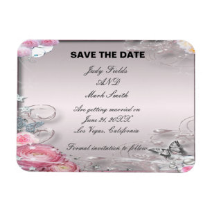 Magnet Flexible Floral Rose Et Papillon Économisez L'Aimant Date