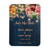Magnet Flexible Floral String Lights Rustic Wedding Save The Date (Vertical)