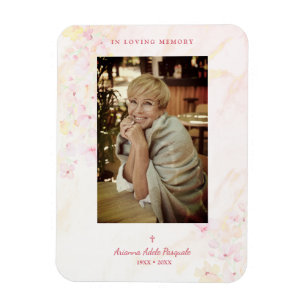 Magnet Flexible Floral traditionnel & élégant rose Photo Funéraill