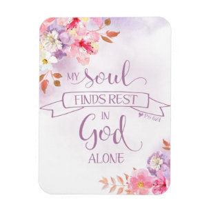 Magnet Flexible Flore D'Aquarelle, Mon Âme Trouve Le Repos - Ps 6