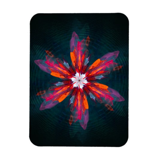 Magnet Flexible Flore Mandala Flowers Orange Red Blue Abstract (Vertical)