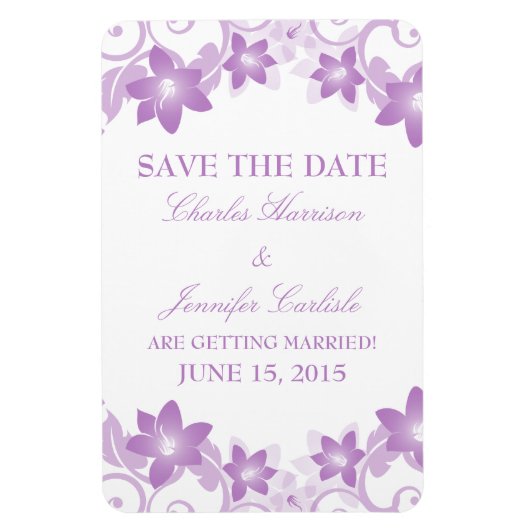 Magnet Flexible Flore simple Enregistrer l'aimant de date, violet (Vertical)