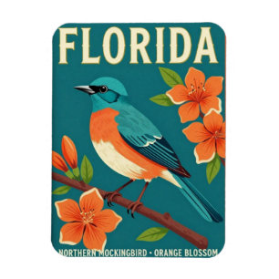 Magnet Flexible Floride Northern Mockingbird Oiseau de l'État Bota