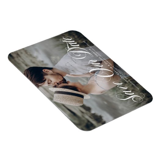 Magnet Flexible Flourver Script Enregistrer Notre Date Découper Ph (Côté Droit)