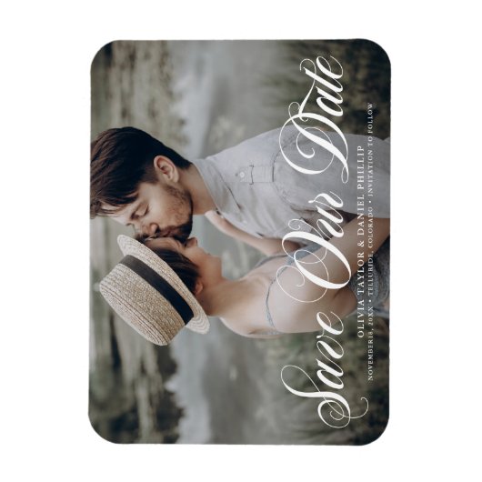 Magnet Flexible Flourver Script Enregistrer Notre Date Découper Ph (Vertical)