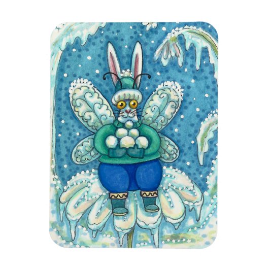 MAGNET FLEXIBLE FLUTTERBUN HIVER WONDERLAND, FUNNY BUNNY RABBIT (Vertical)