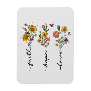 Magnet Flexible Foi, Espoir, Amour - Floral Inspirationnel