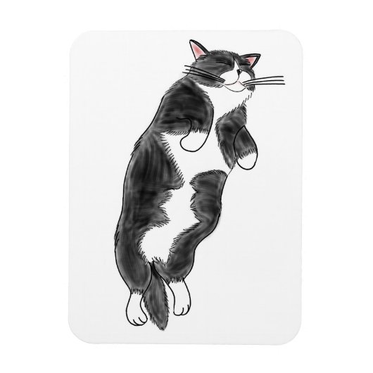 Magnet Flexible FooFooCat: Lazy Jumbo Tuxedo Cat (Vertical)