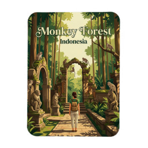 Magnet Flexible Forêt aux singes d'Ubud Indonésie