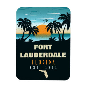 Magnet Flexible Fort Lauderdale Florida Beach Retro Sunset 60s