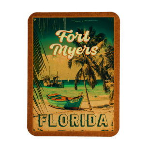 Magnet Flexible Fort Myers Beach Retro Floride Retro Souvenir 80s