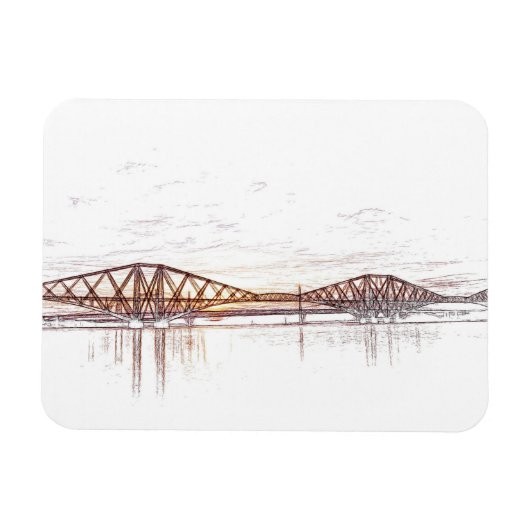 Magnet Flexible Forth Bridge Scotland Minimalist Sketch (Horizontal)
