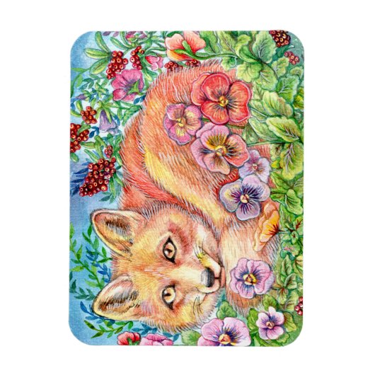 Magnet Flexible Fox et Pansies (Vertical)