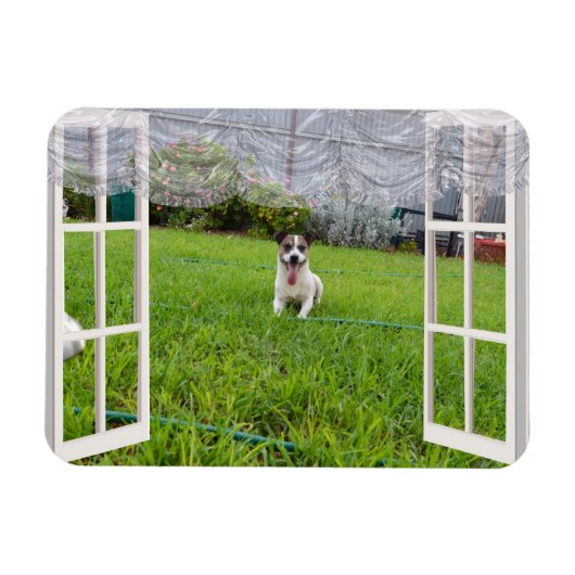 Magnet Flexible Fox Terrier Come Play, Aimant Flexible (Horizontal)