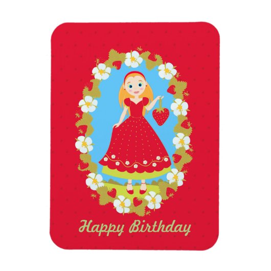 Magnet Flexible Fraise Fête d'anniversaire fille (Vertical)