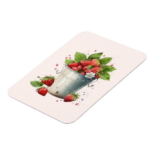 Magnet Flexible Fraises fraîches cuites dans un seau (Côté Gauche)