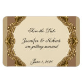 Magnet Flexible Frame victorien en mariage d'or Enregistrer la dat (Horizontal)