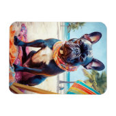 Magnet Flexible French Bulldog sur la plage, cadeau d'été pour amo (Horizontal)