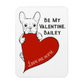 Magnet Flexible Frenchie Dog avec un coeur rouge Soyez ma Saint-Va (Vertical)