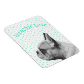 Magnet Flexible Frenchie Love - French Bulldog & Fun Motif Turquoi (Côté Droit)
