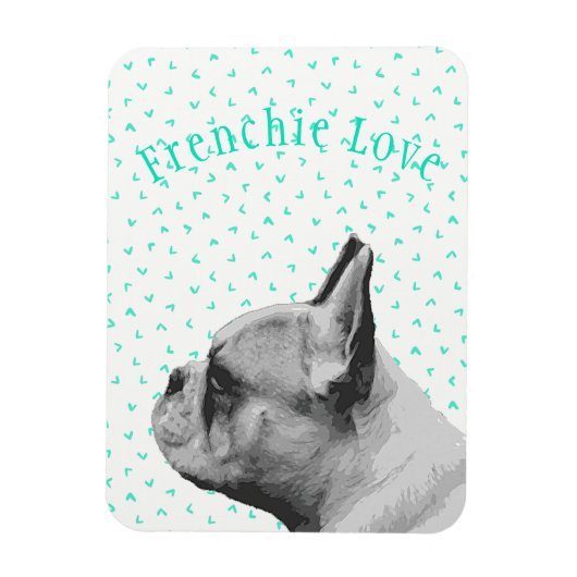 Magnet Flexible Frenchie Love - French Bulldog & Fun Motif Turquoi (Vertical)