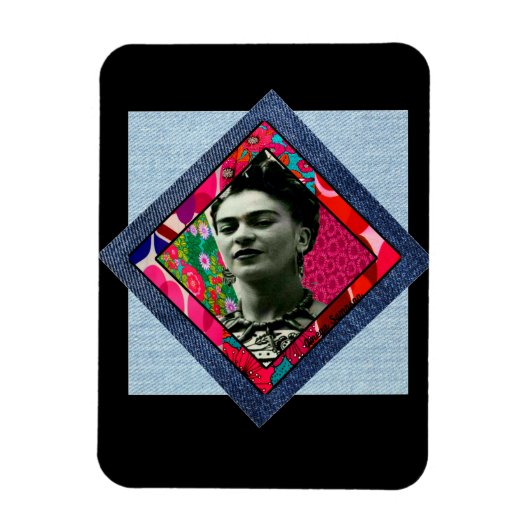 Magnet Flexible Frida Kahlo Retro Pink Denim (Vertical)