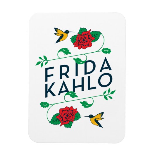 Magnet Flexible Frida Kahlo | Typographie florale (Vertical)