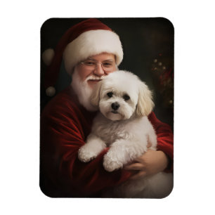 Magnet Flexible Frise de Bichon avec Noël Festif du Père Noël