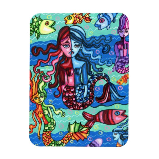 Magnet Flexible Fruits de mer Poisson Abstrait peinture originale (Vertical)