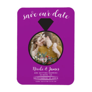 Magnet Flexible Fuchsia Mariage Ring Photo Enregistrer la date