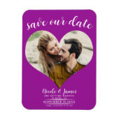 Magnet Flexible Fuchsia Pink Heart Photo Wedding Enregistrer la da (Vertical)