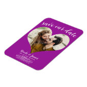 Magnet Flexible Fuchsia Pink Heart Photo Wedding Enregistrer la da (Côté Gauche)