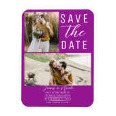 Magnet Flexible Fuchsia Pink Modern 2 Photos Save the Date Mariage (Vertical)