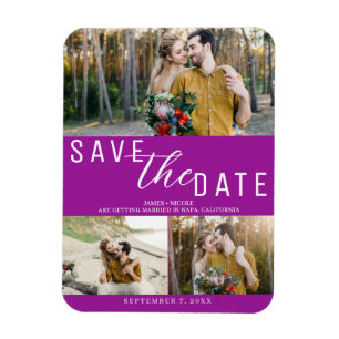 Magnet Flexible Fuchsia Rose Enregistrer la date du mariage 3 Phot