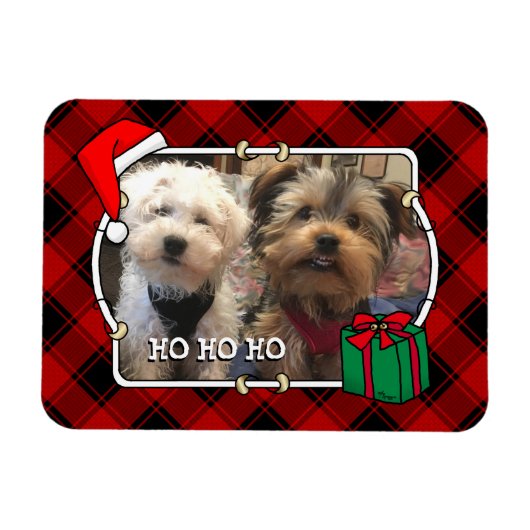 Magnet Flexible Fun Custom Christmas Red & Black Plaid Photo Cadre (Horizontal)